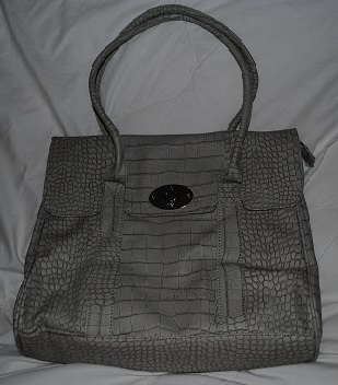 Tas met croc print, grijs